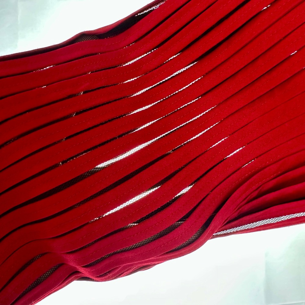 Vintage Laura Ashley Red Applique Ribbon Mesh Jacket Petite Medium Avant Garde - Picture 15 of 17